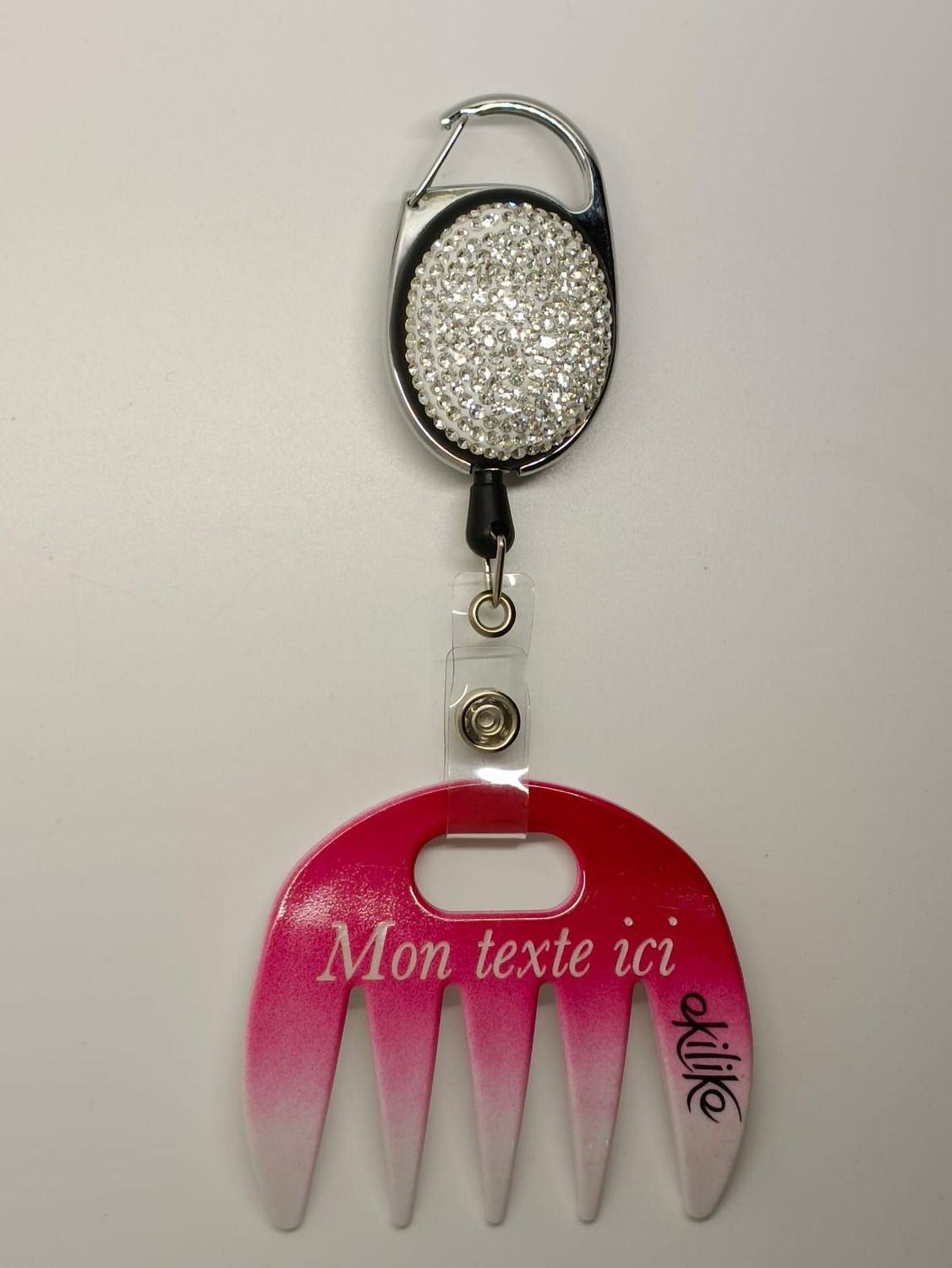 Grat-grat personnalisable, blanc dégradé fushia, clipper diamant dans son coffret cadeau !
