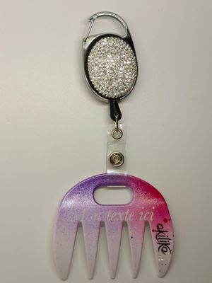 Grat-grat personnalisable, blanc dégradé violet fushia pailleté, clipper diamant dans son coffret cadeau !