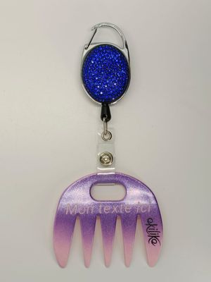 Grat-grat rose dégradé violet pailleté personnalisable  - Clipper diamants bleus dans son coffret cadeau.