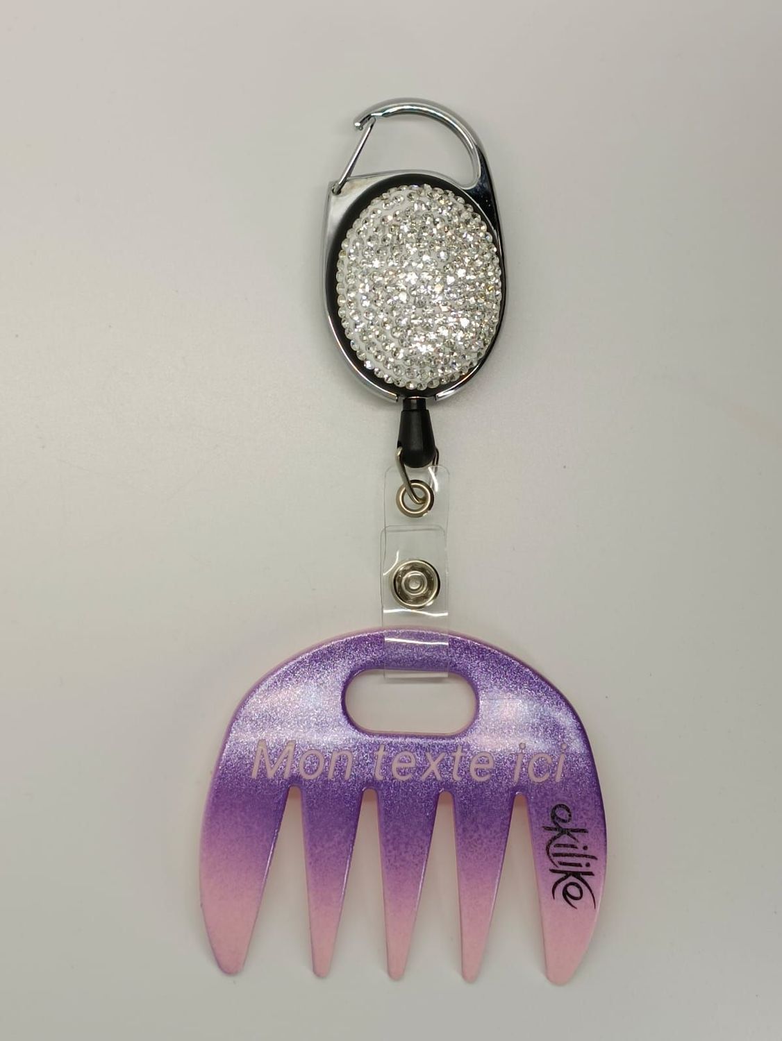 Grat-grat rose dégradé violet pailleté personnalisable  - Clipper diamant dans son coffret cadeau.