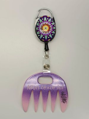 Grat-grat rose dégradé violet pailleté personnalisable  - Clipper mandala violet dans son coffret cadeau.