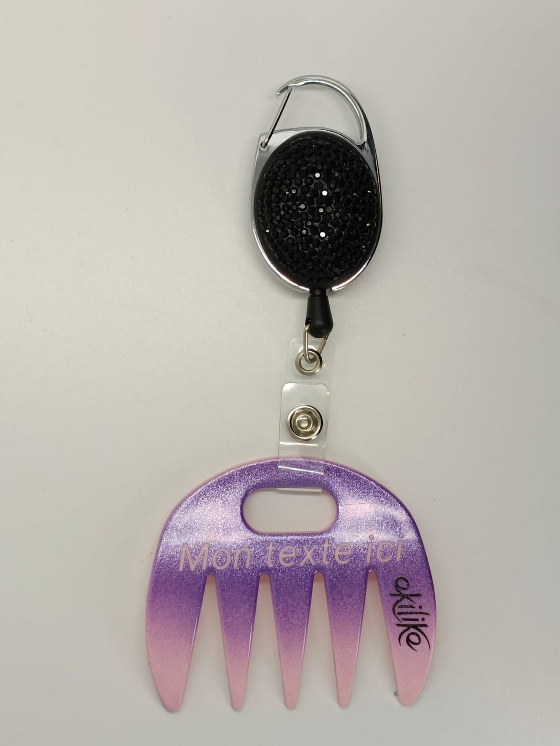 Grat-grat rose dégradé violet pailleté personnalisable  - Clipper diamants noirs dans son coffret cadeau.