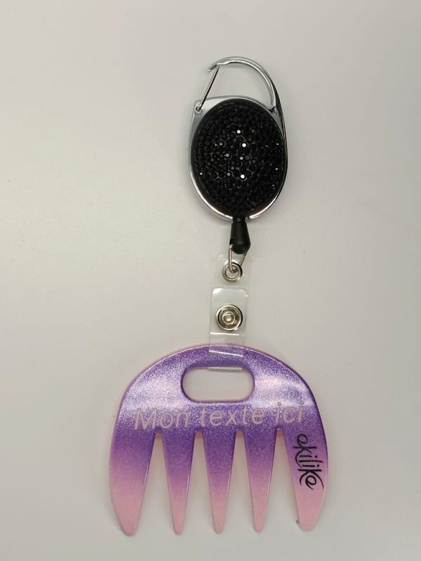 Grat-grat rose dégradé violet pailleté personnalisable  - Clipper diamants noirs dans son coffret cadeau.