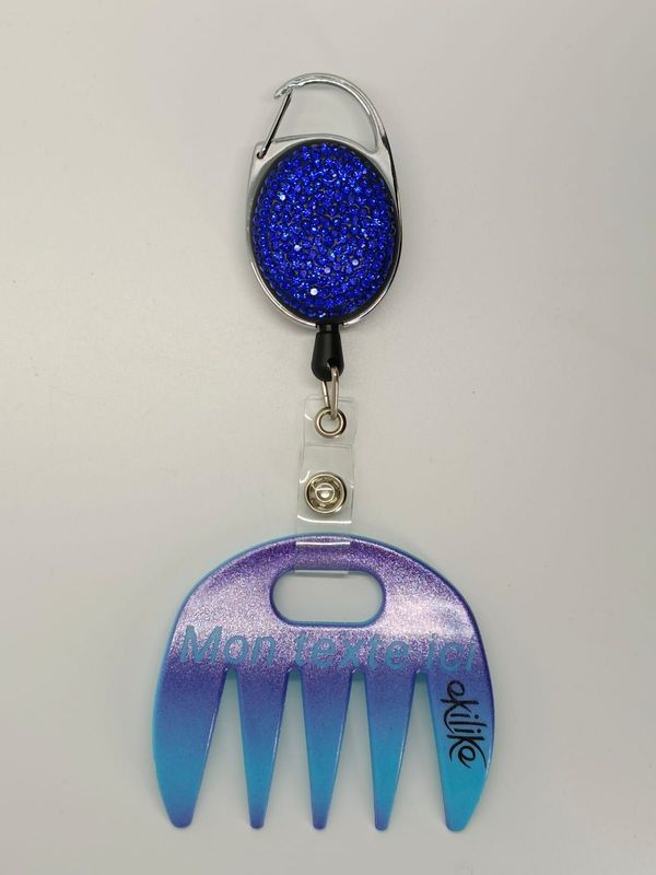 Grat-grat bleu dégradé violet pailleté personnalisable  - Clipper diamants bleus dans son coffret cadeau.