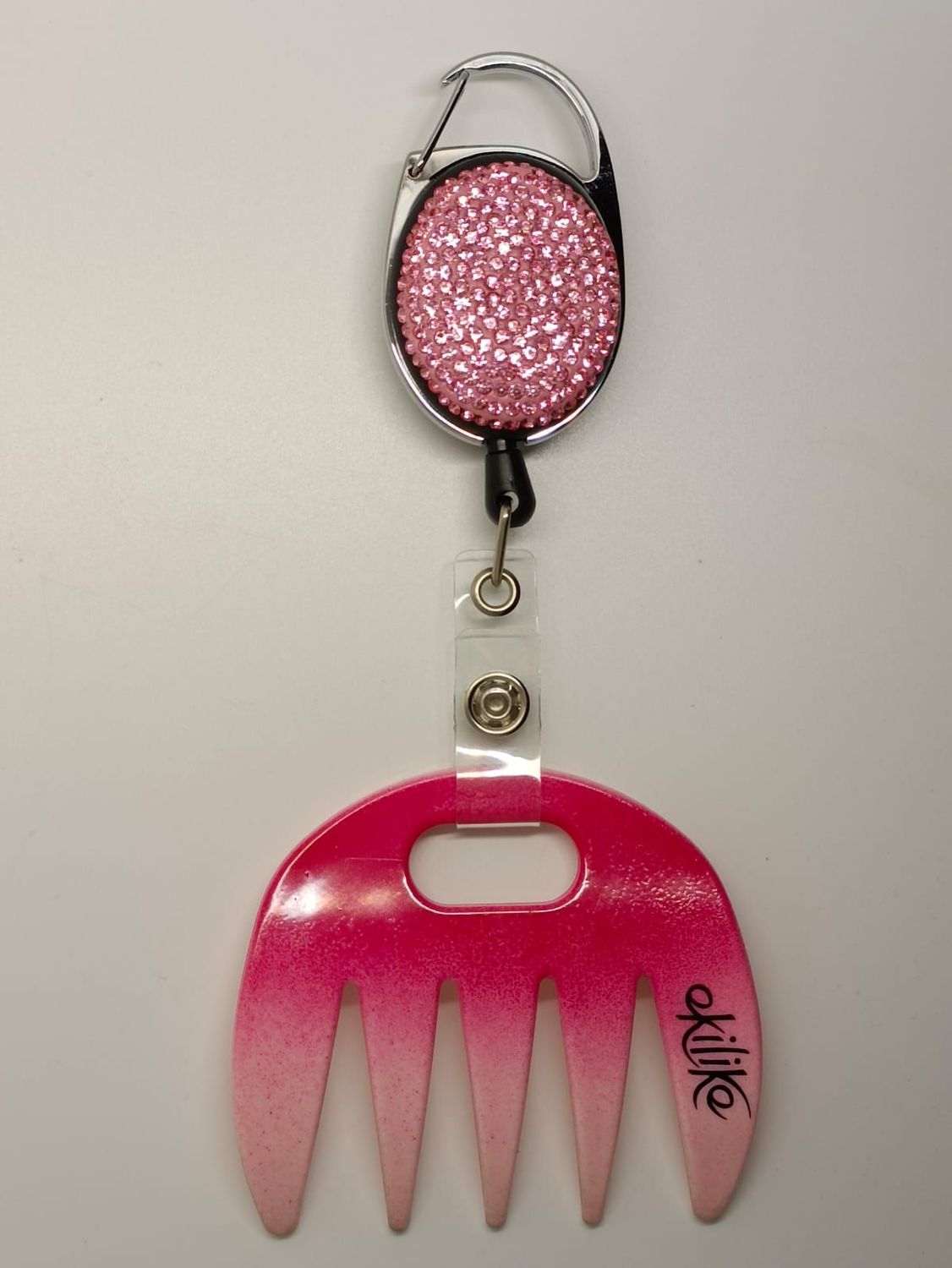 Grat-grat rose dégradé fushia pailleté personnalisable  - Clipper diamants roses dans son coffret cadeau.