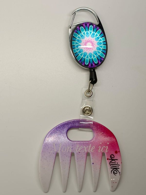 Grat-grat ,blanc violet pailleté  et fushia pailleté dégradé personnalisable  - Clipper mandala bleu rose dans son coffret cadeau.