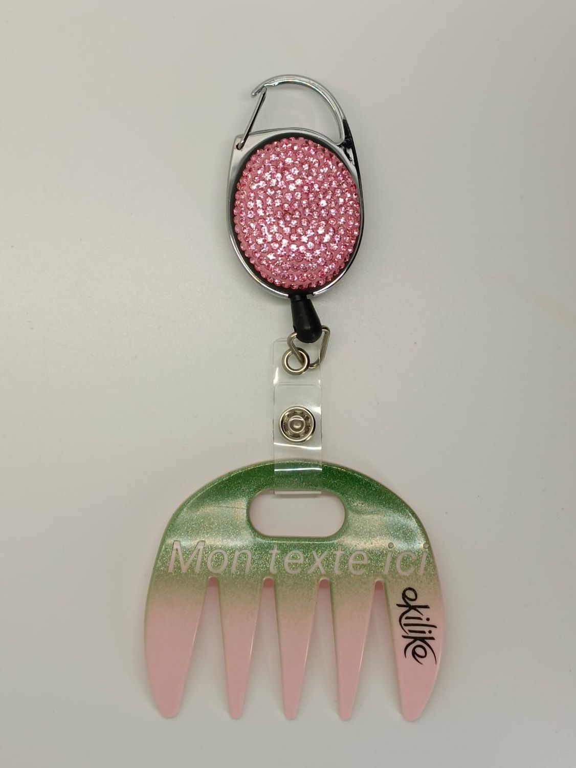 Grat-grat rose dégradé vert pailleté personnalisable  - Clipper diamant roses dans son coffret cadeau.