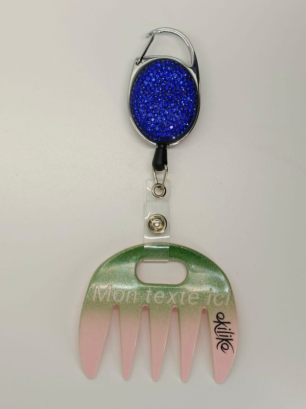 Grat-grat rose dégradé vert pailleté personnalisable  - Clipper diamants bleus dans son coffret cadeau.