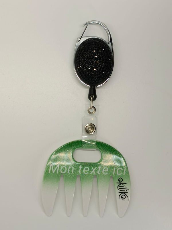 Grat-grat ,blanc vert pailleté  dégradé personnalisable  - Clipper diamants noirs dans son coffret cadeau.
