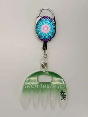 Grat-grat ,blanc vert pailleté  dégradé personnalisable  - Clipper mandala bleu rose dans son coffret cadeau.