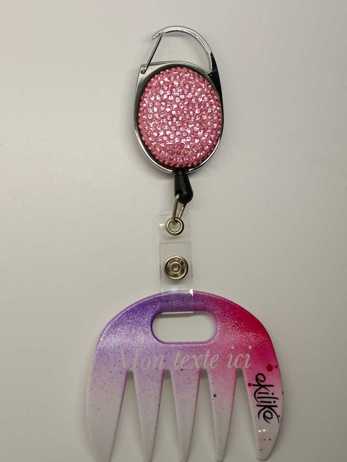 Grat-grat ,blanc violet pailleté  et fushia pailleté dégradé personnalisable  - Clipper diamants roses dans son coffret cadeau.