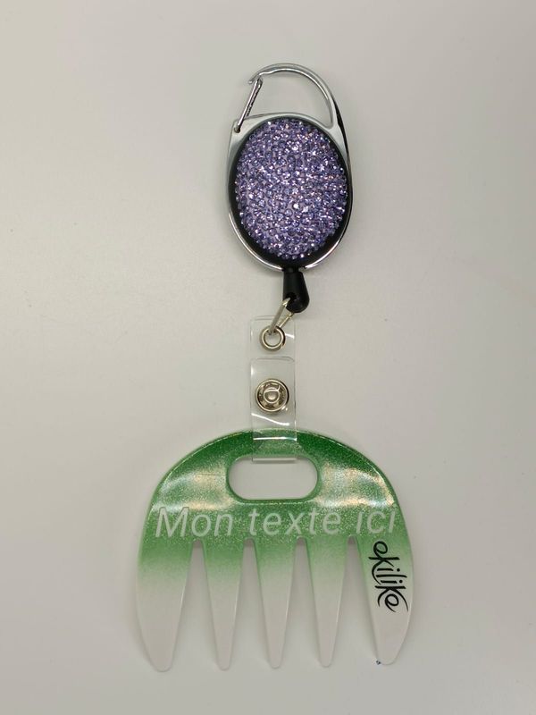Grat-grat ,blanc vert pailleté  dégradé personnalisable  - Clipper diamants violets dans son coffret cadeau.