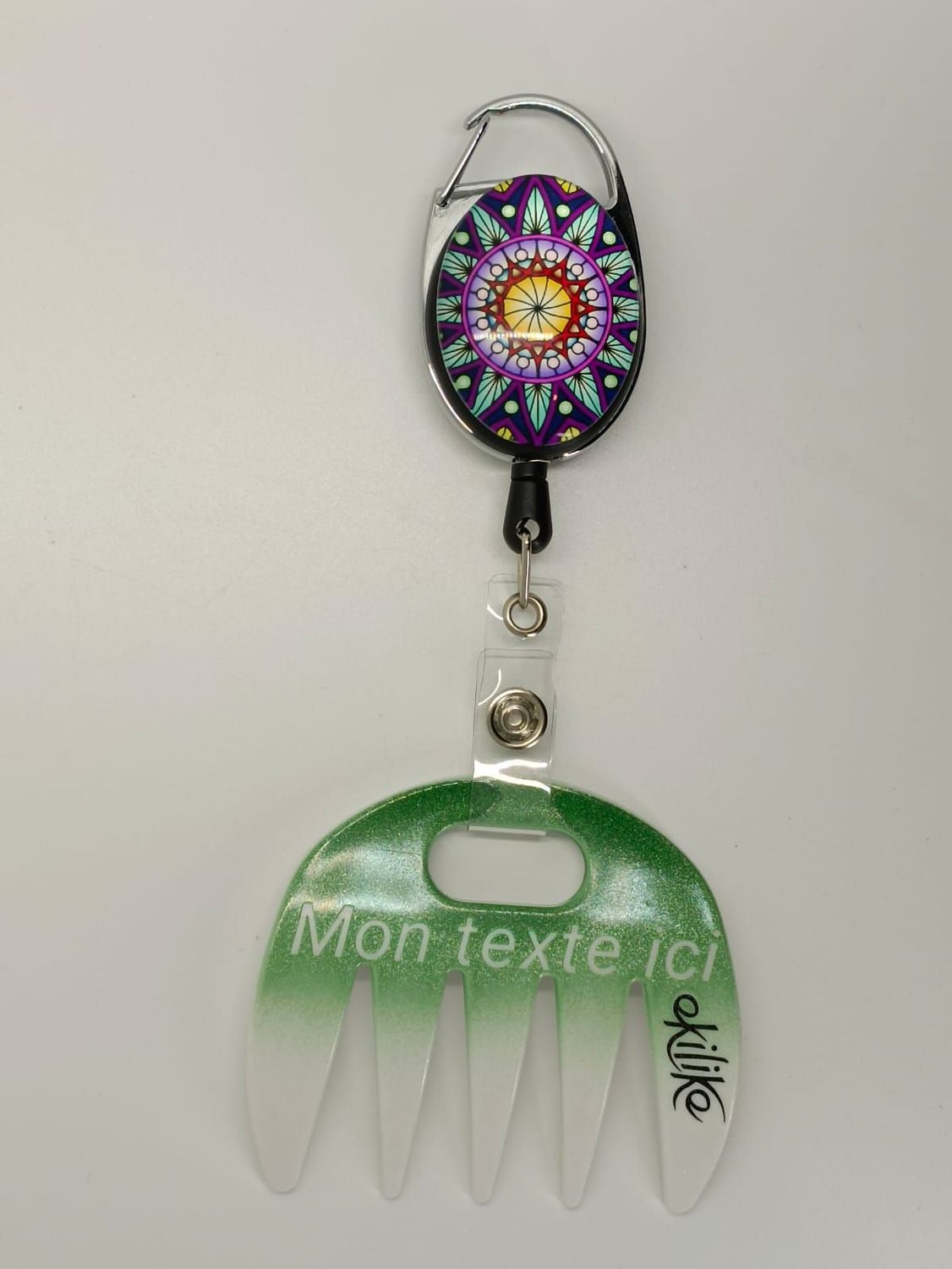Grat-grat ,blanc vert pailleté  dégradé personnalisable  - Clipper mandala violet  dans son coffret cadeau.
