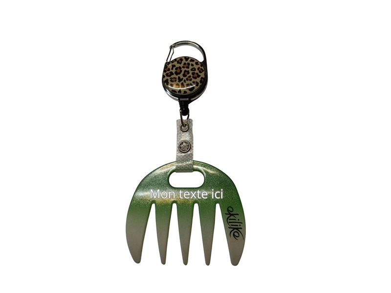 Grat-grat vert pailleté dégradé blanc personnalisé  - Clipper léopard dans son coffret cadeau.