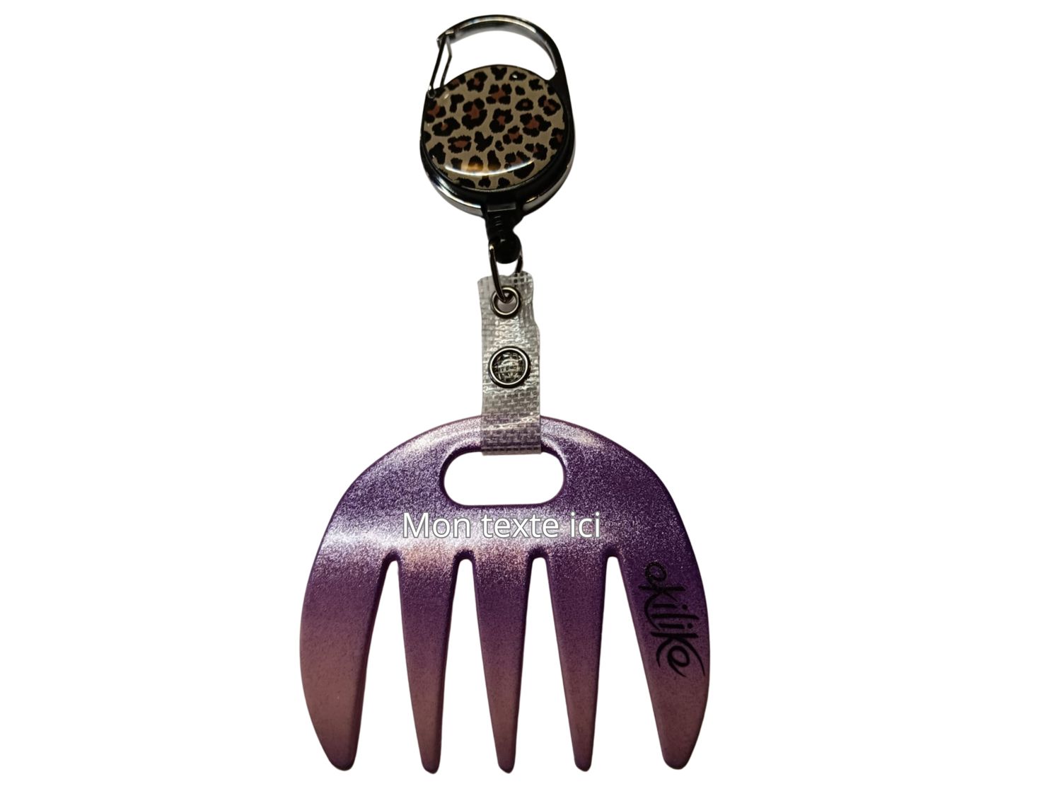 Grat-grat violet pailleté dégradé rose personnalisé  - Clipper léopard dans son coffret cadeau.