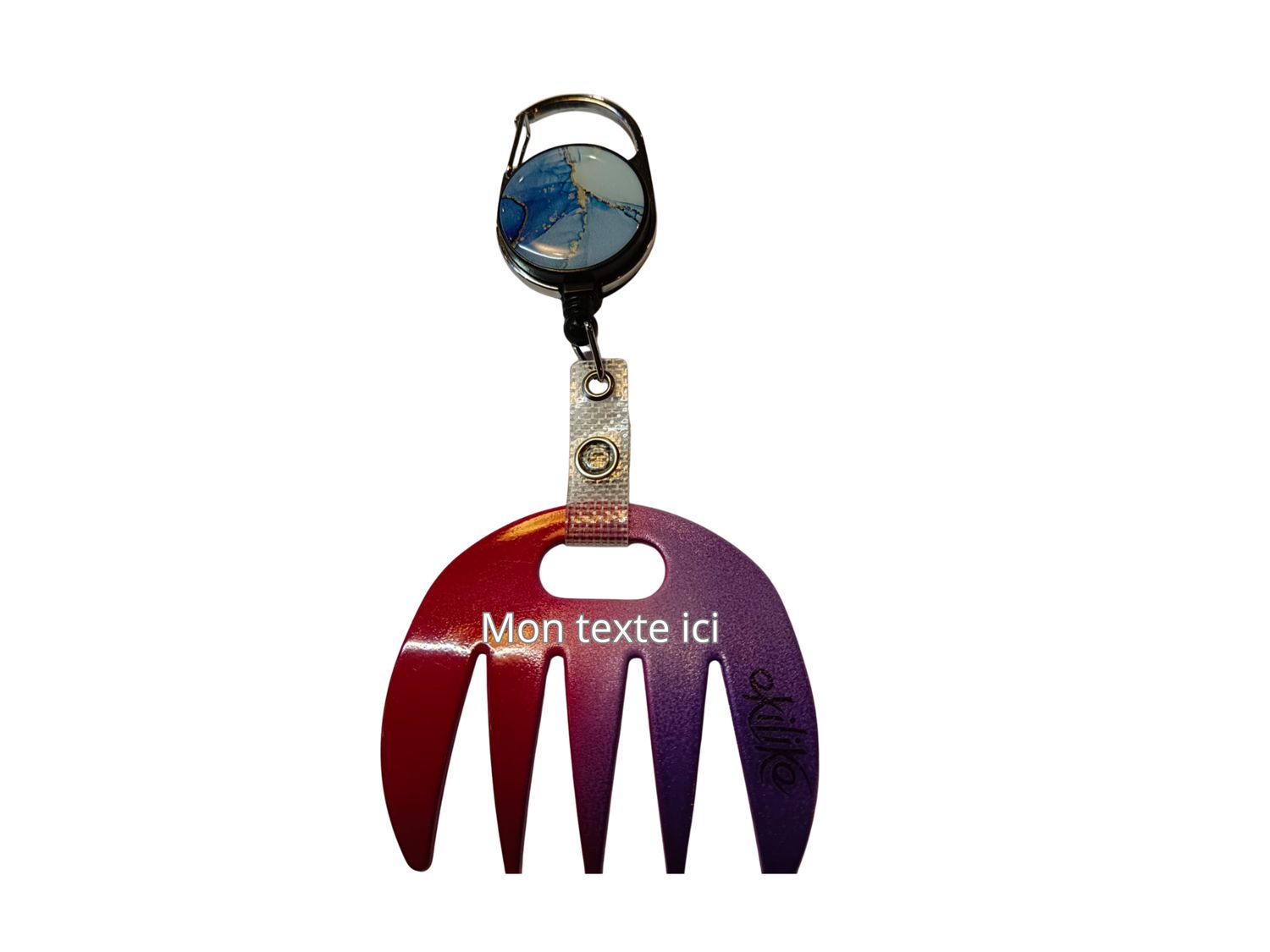 Grat-grat violet/fushia pailleté dégradé blanc personnalisé  - Clipper marbré bleu dans son coffret cadeau.