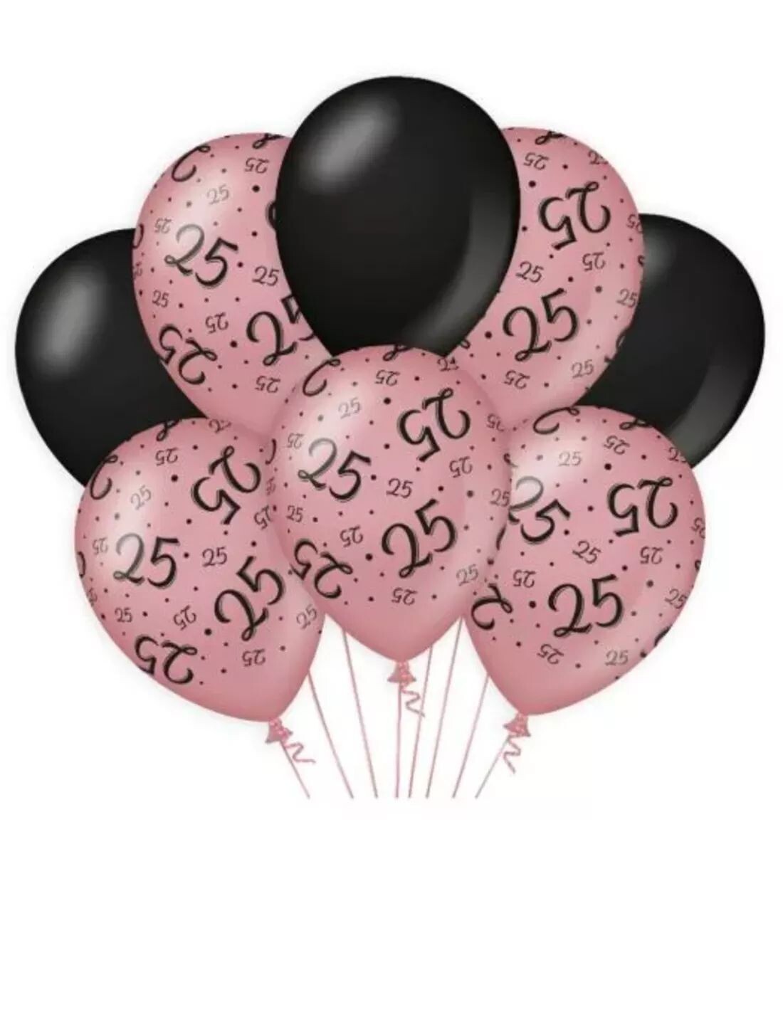 Ballonnen 25 Jaar Roze Zwart