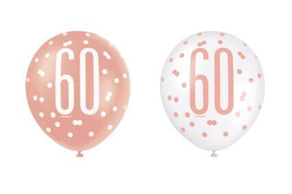Ballonnen 60 Jaar Wit Rose Goud