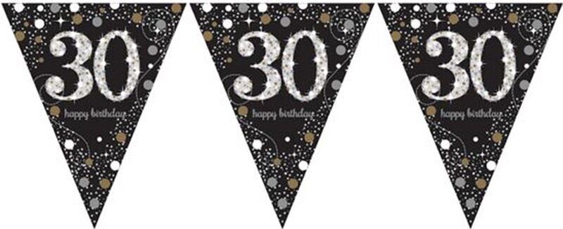 Vlaggenlijn 30 Jaar Glitter Zwart