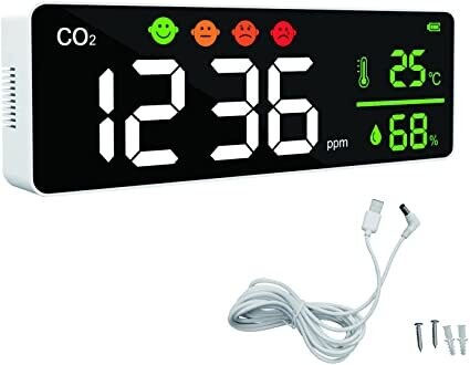 CO2 11"  Monitor for Wall Mount, Indoor Carbon Dioxide Detector CO2 Alarm Detector 2000mAh For Home School Office (Price - Ex- VAT)