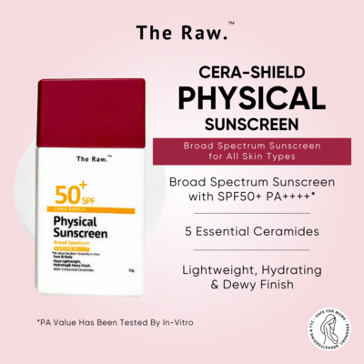 Cera-Shield Physical Sunscreen SPF 50+ PA++++* Broad Spectrum UVA / UVB (For Face & Body)