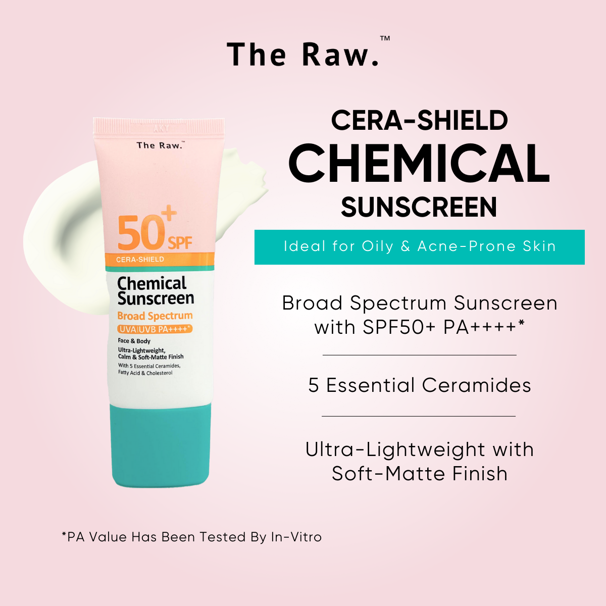 Cera-Shield Chemical Sunscreen SPF 50+ PA++++* Broad Spectrum UVA / UVB (For Face & Body)