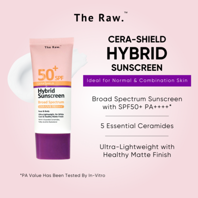 Cera-Shield Hybrid Sunscreen SPF 50+ PA++++* Broad Spectrum UVA / UVB (For Face & Body)