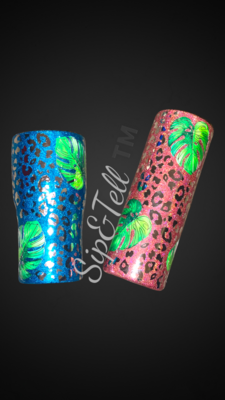 Tropical Monstera Leaf and Leopard Tumbler