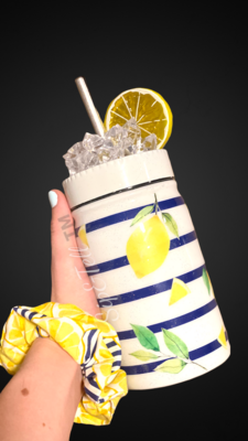 Lemon Mason Jar with Ice Topper