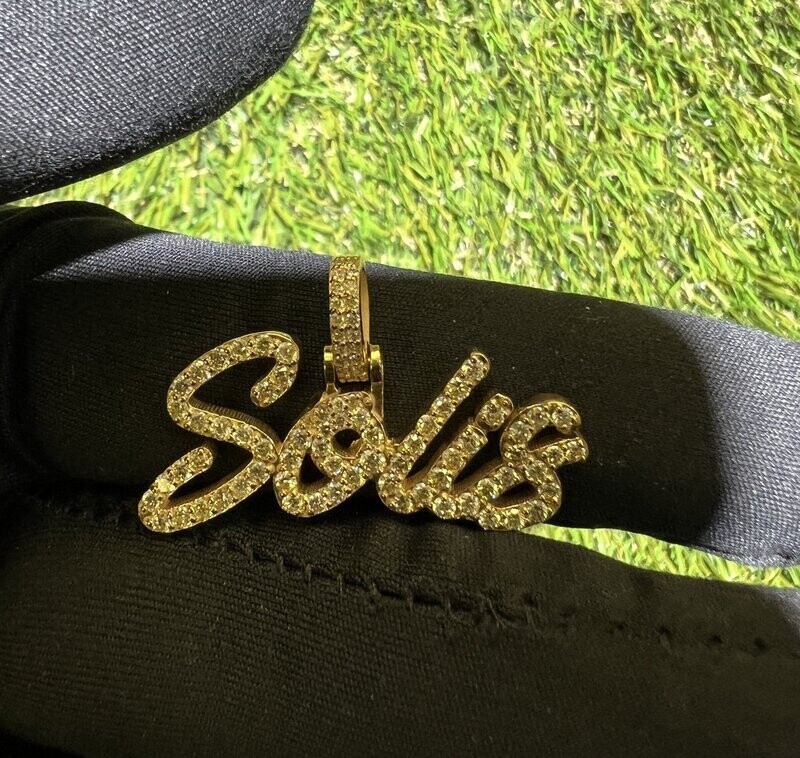 Custom Gold Name Pendant w/Diamonds