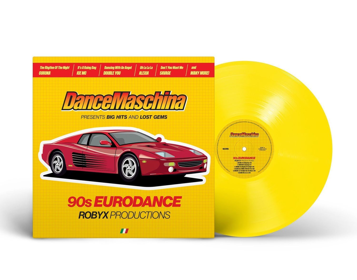 LP: Various Artists — «DanceMaschina: 90s Eurodance / Robyx Productions» (2025) [Limited Yellow Vinyl]