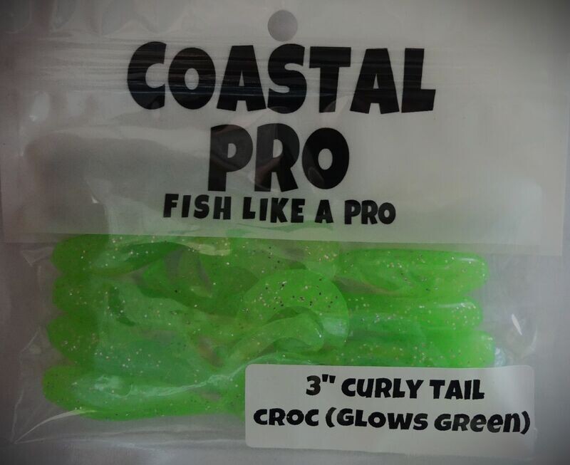 CROC 3" CURLY TAIL (GLOWS GREEN)