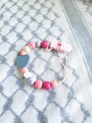 Pacifier Clip for Girls - Wooden Beaded