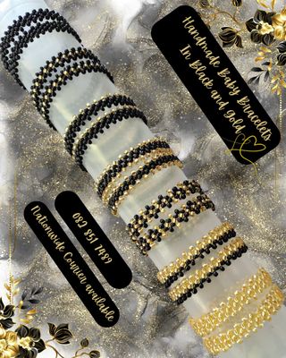 Baby bracelets - Black and gold beaded bracelets 