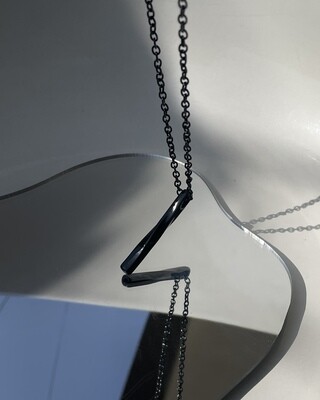 Black Twisted Cuban Vertical Bar Stainless Steel Necklace