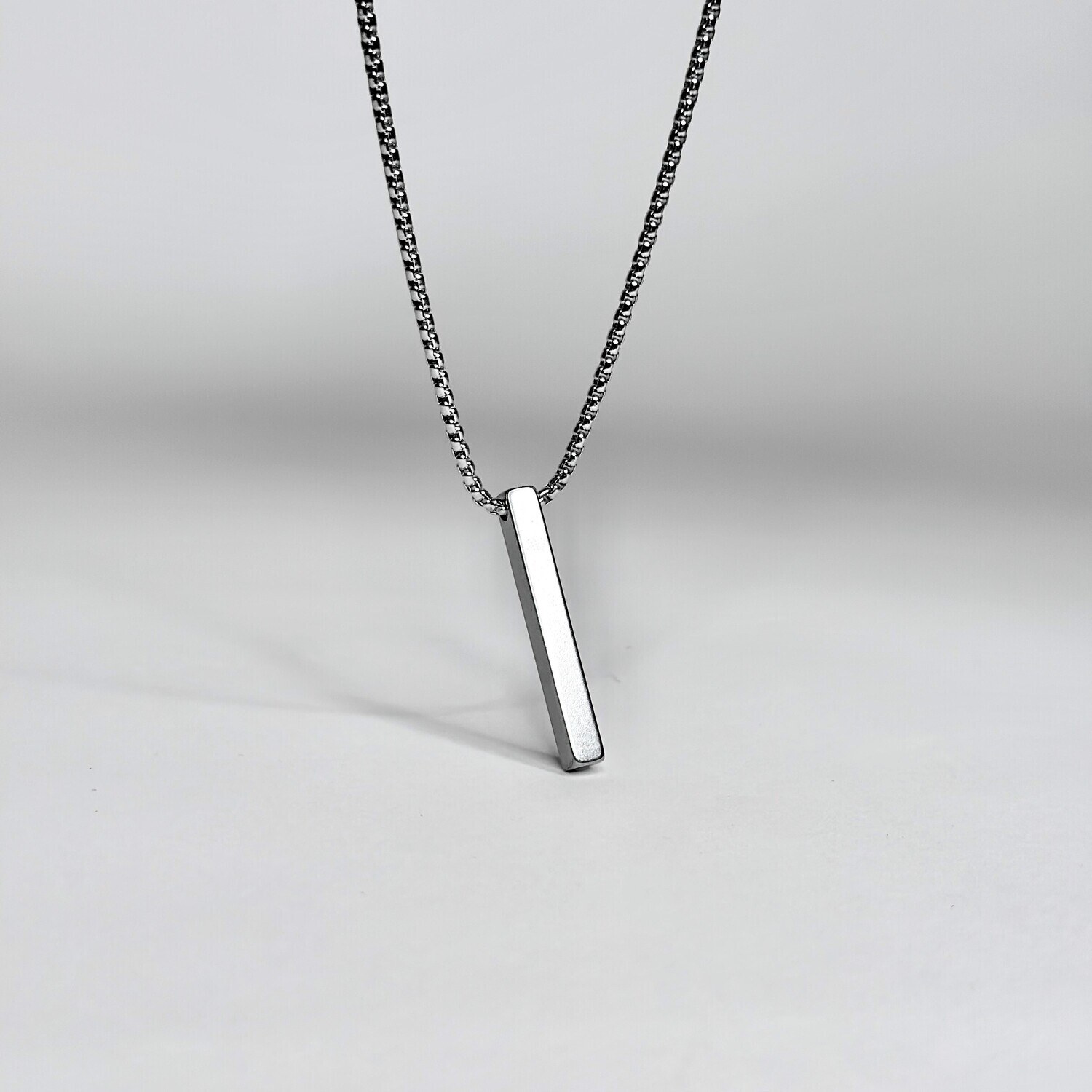 Cuban Vertical Bar Stainless Steel Necklace