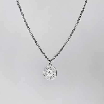 Compass Pendant Stainless Steel Necklace