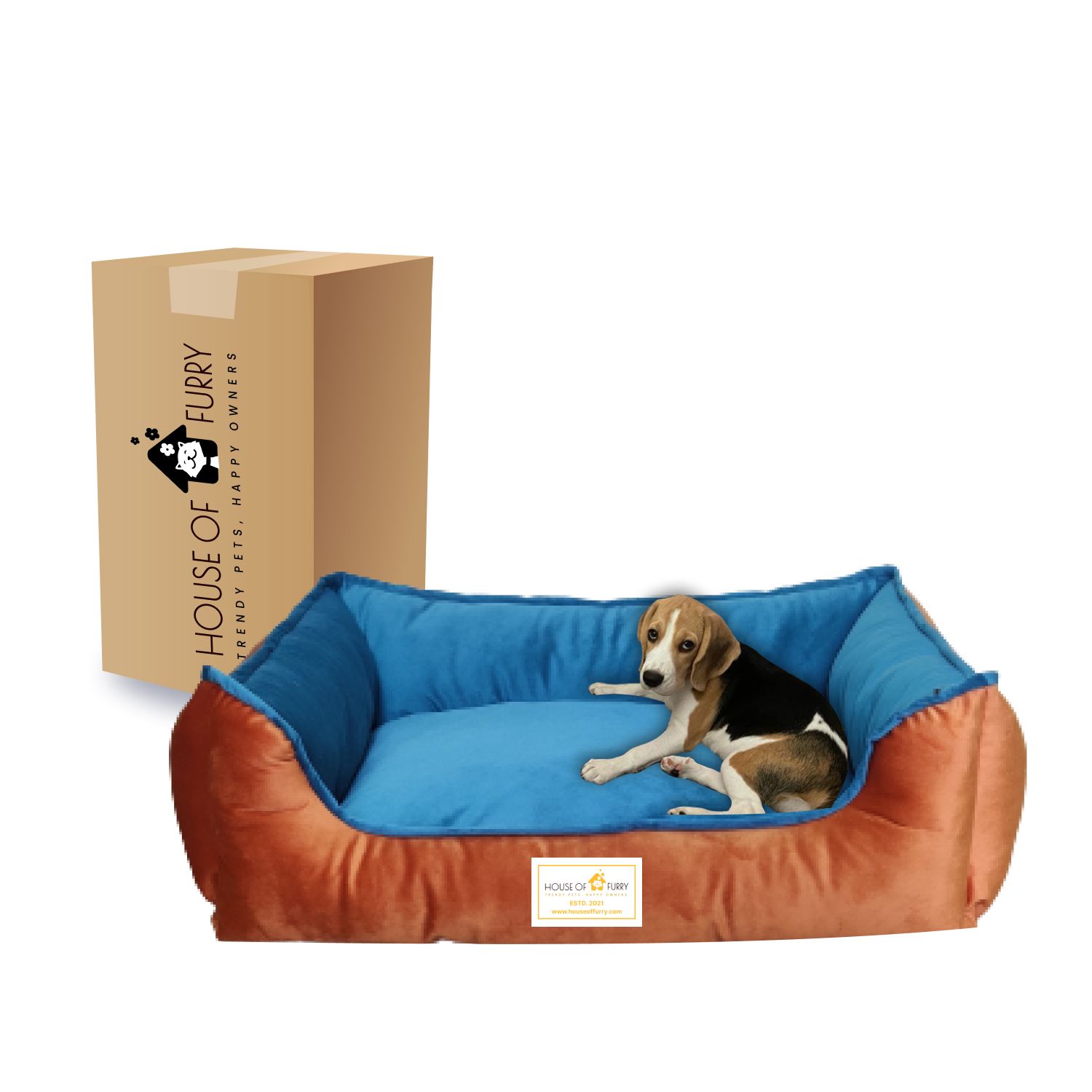 House of Furry Turkish Velvet Bolster Pet Bed GINNI
