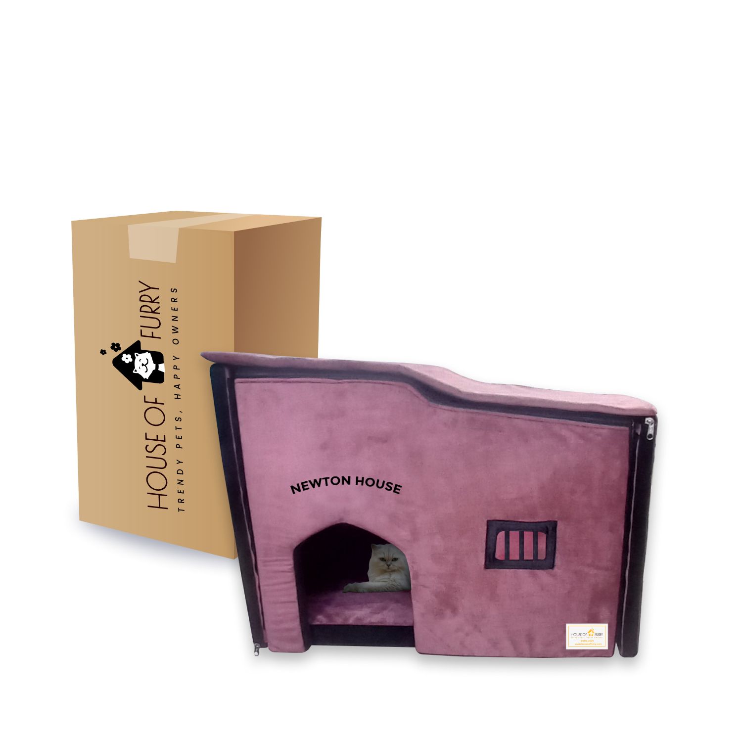 House of Furry Premium Soft Turkish Velvet Newton Cats Kittens Pet Hut House