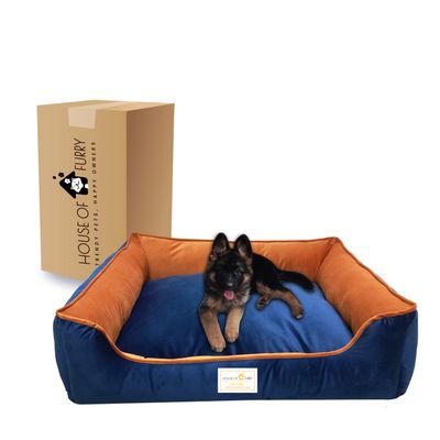 House of Furry Turkish Velvet Bolster Pet Bed Gunthar