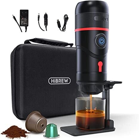HiBREW Portable Coffee Machine for Car &amp; Home,DC12V Expresso Coffee Maker Fit Nexpresso Dolce Pod Capsule Coffee Powder H4