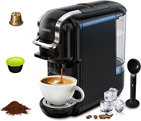 HiBREW Multiple Capsule Coffee Machine, Hot/Cold Dolce Gusto Milk Nespresso Capsule ESE Pod Ground Coffee Cafeteria 19Bar 5 in 1