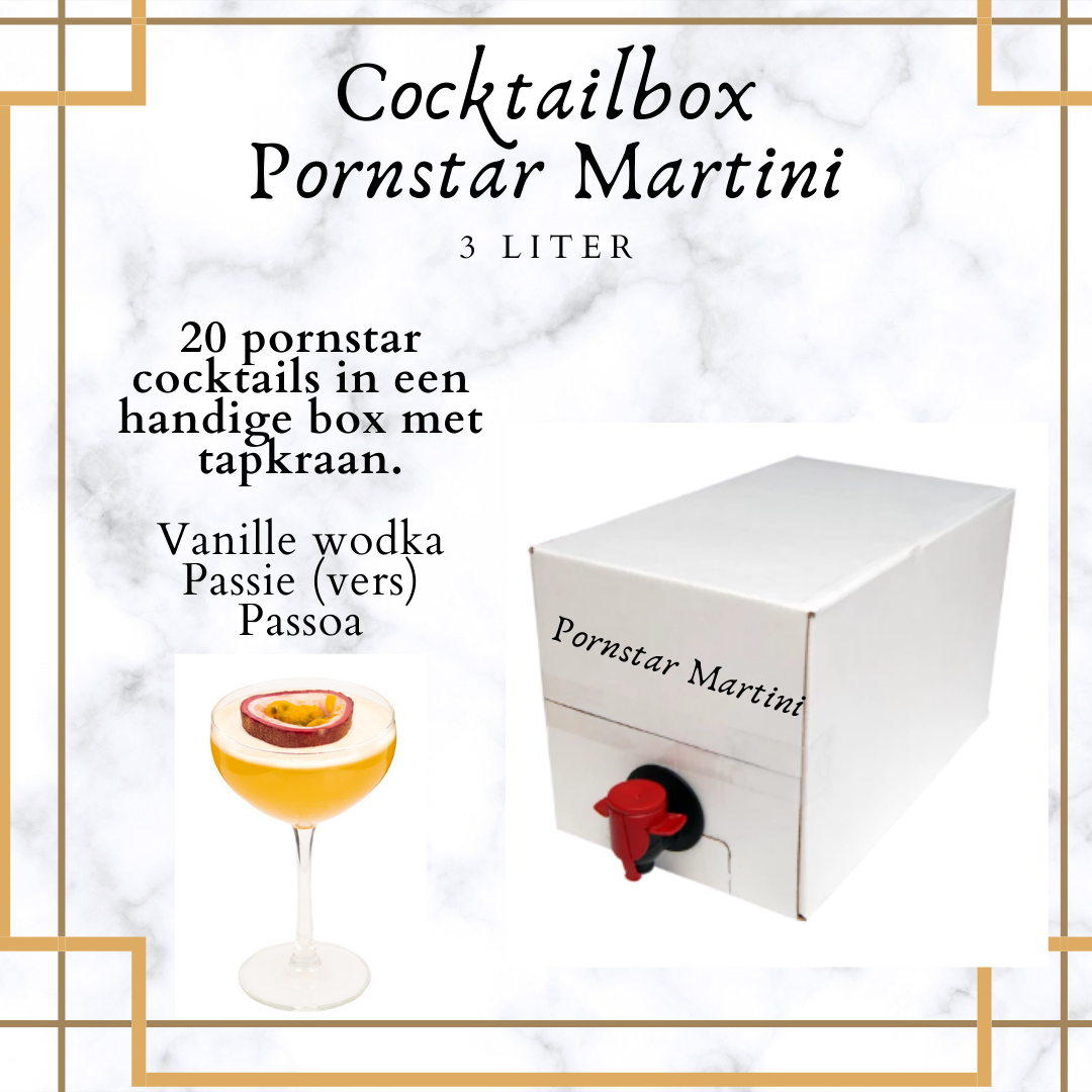 3 liter Pornstar Martini in een bag- in- box met kraan