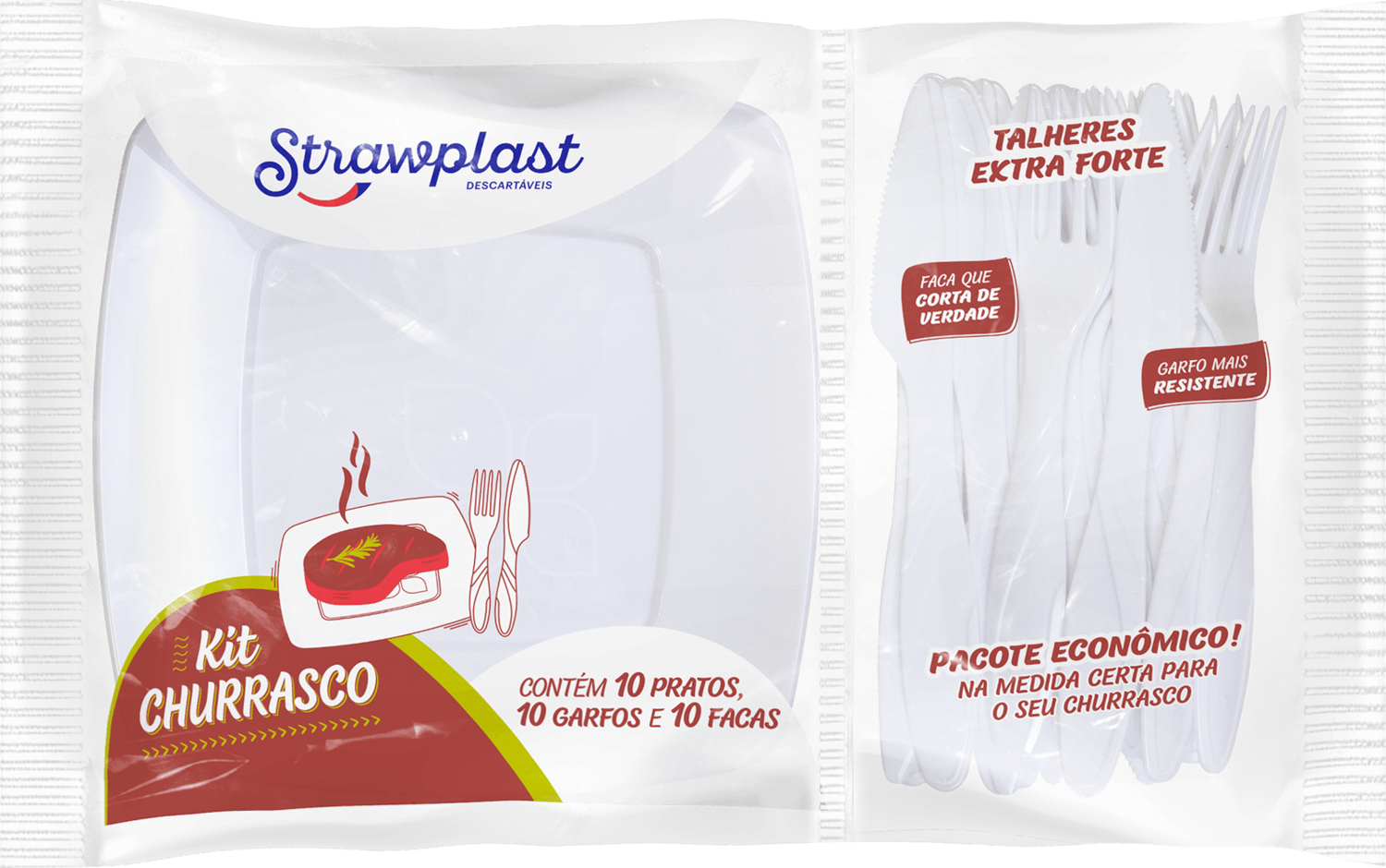 Kit churrasco faca garfo e prato