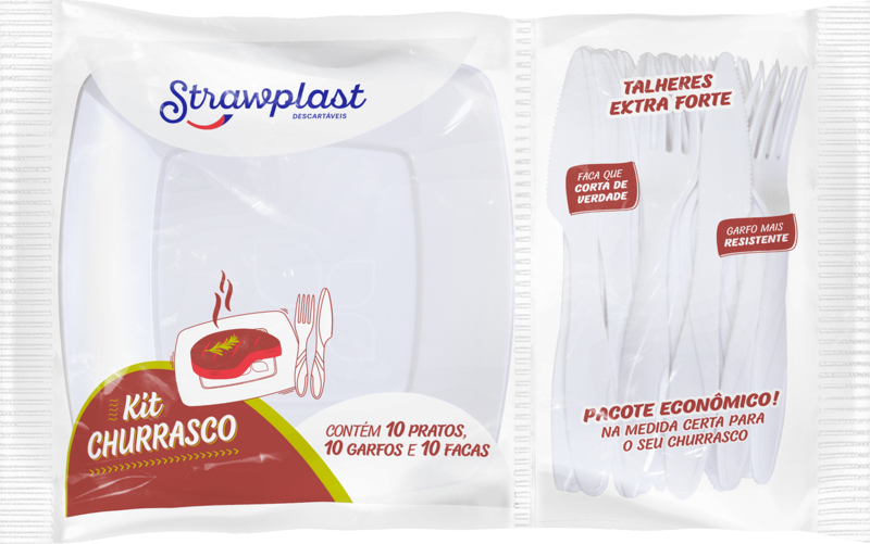 Kit churrasco faca garfo e prato