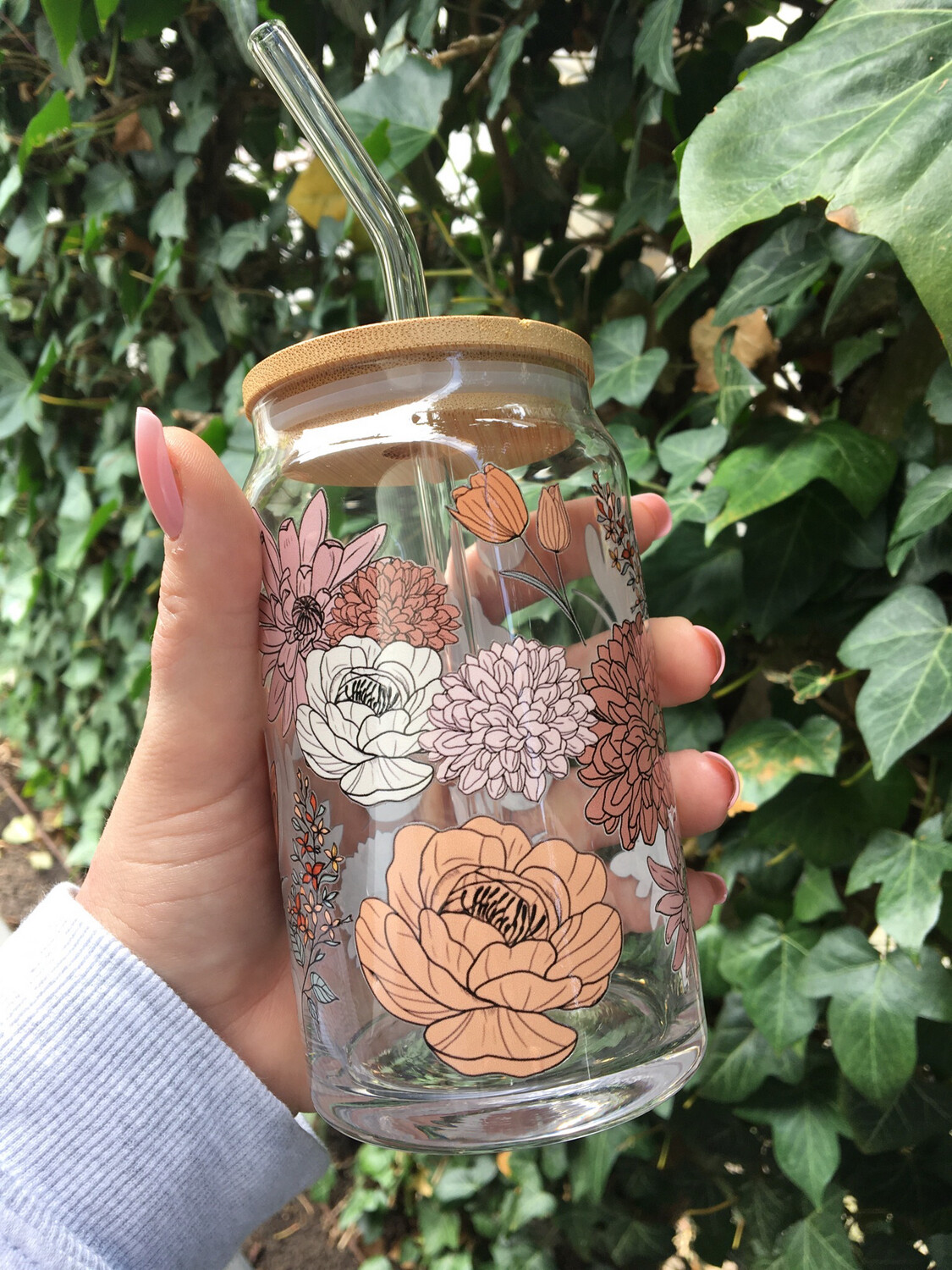 Flower 470 ml glass cup