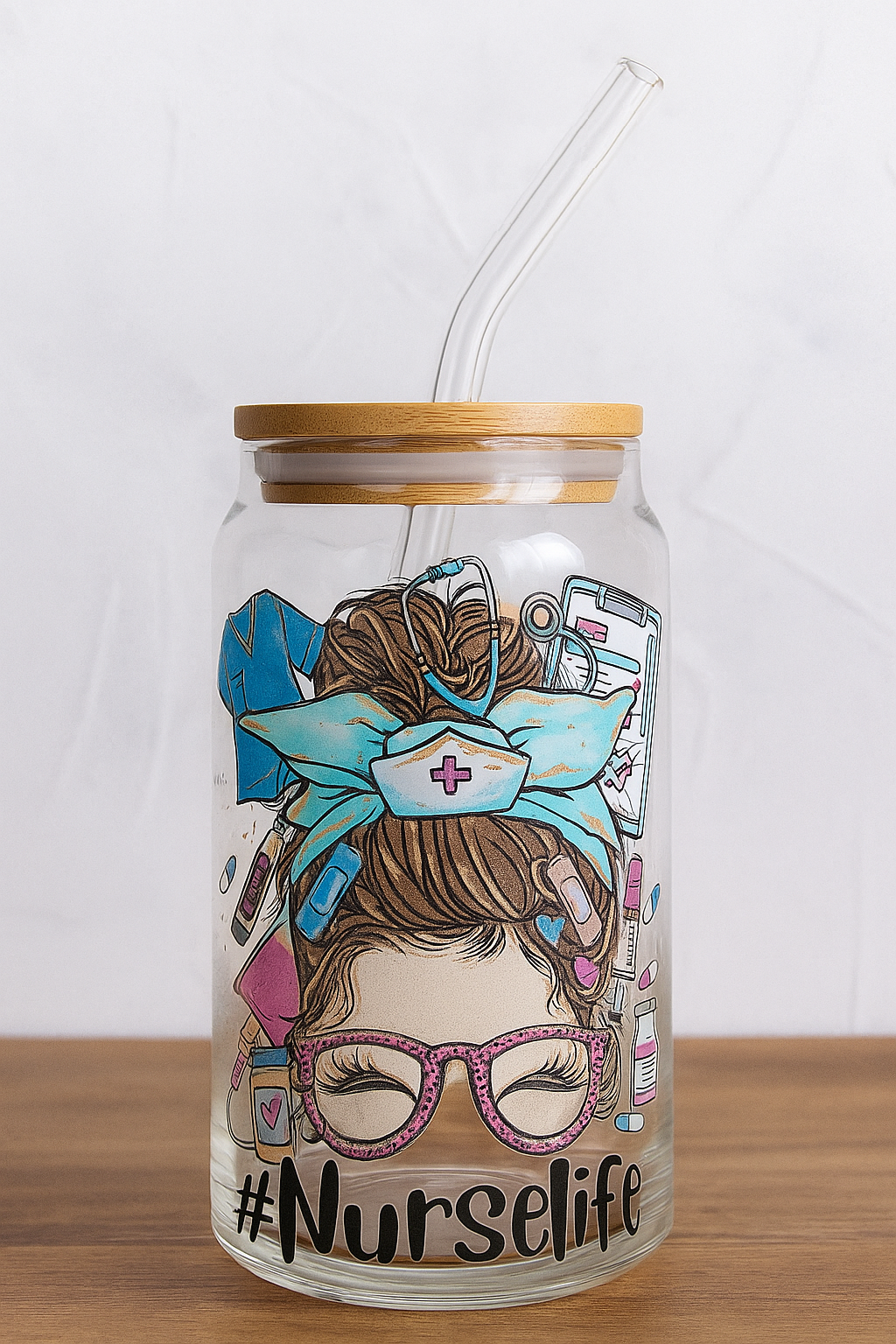 Nurse 470 ml glass  cup
