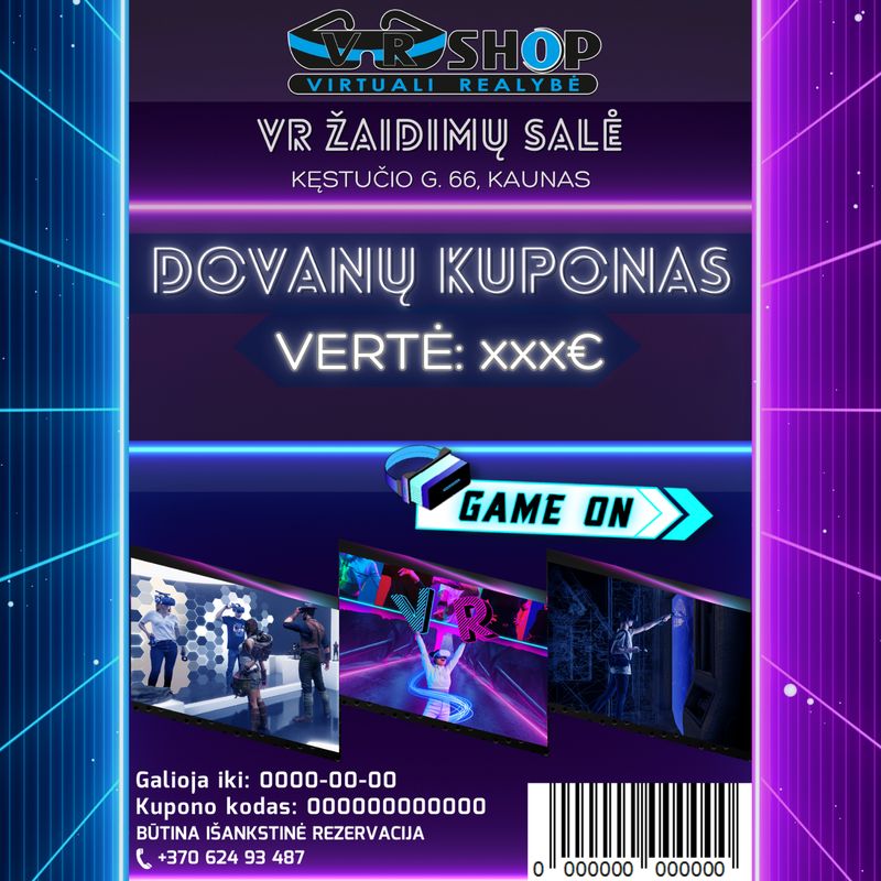 V-R Shop pramogų kuponas