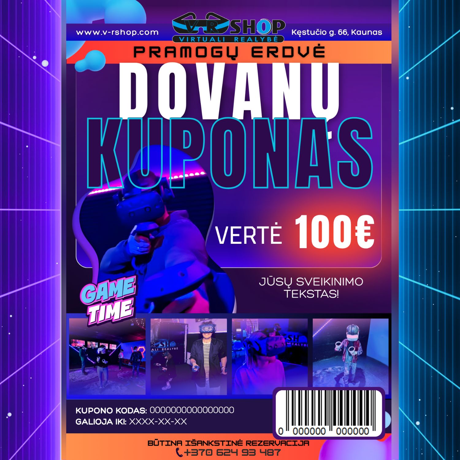 V-R Shop pramogų kuponas