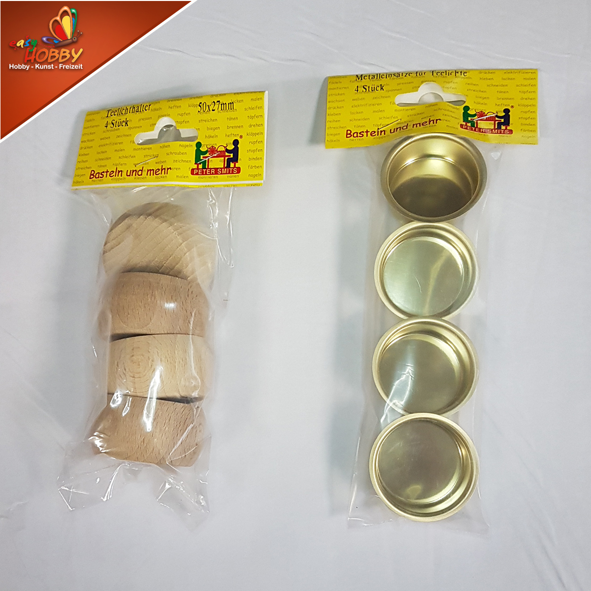 Teelichthalter mit Metalleinsätzen, 50 x 27 mm, 4 Stück